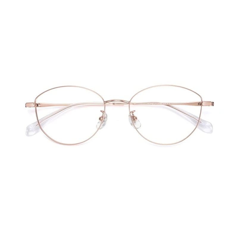 Prescription glasses with cat eyes, gold wire thin frame, ultra light retro titanium frame, anti blue light astigmatism Rx