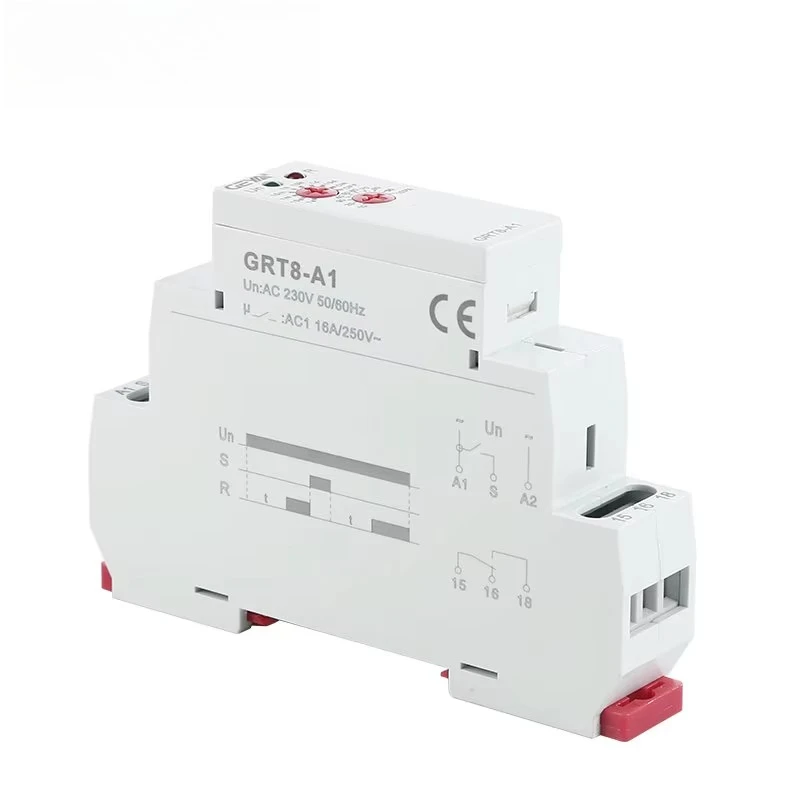 2pcs GY Din Rail GRT8-A2 AC/DC12V-240V Delay on Relay Time Delay Switch 12volt Relay China Brand Relay 12V