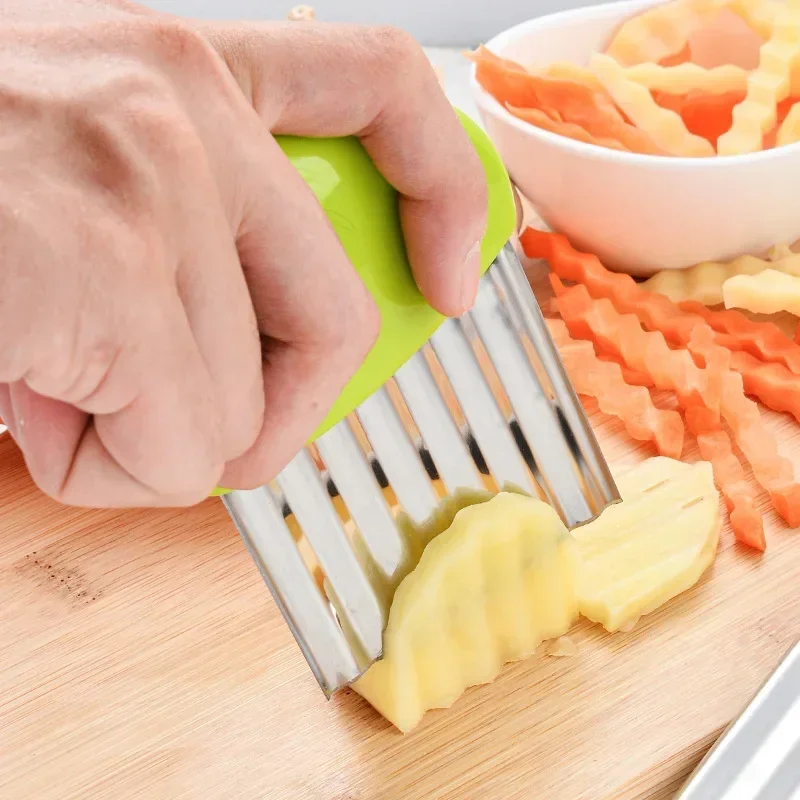 Stainless Steel Potato Knife Wave Shaped French Fries Potato Chip Slicer Carrot Fancy Vegetable Cutter Kitchen Accessories 1PCS