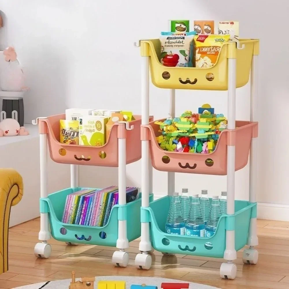 Carro de almacenamiento de juguetes, estante de almacenamiento de aperitivos, estante rodante de cocina móvil de gran capacidad para el hogar con ruedas, estante organizador Simple
