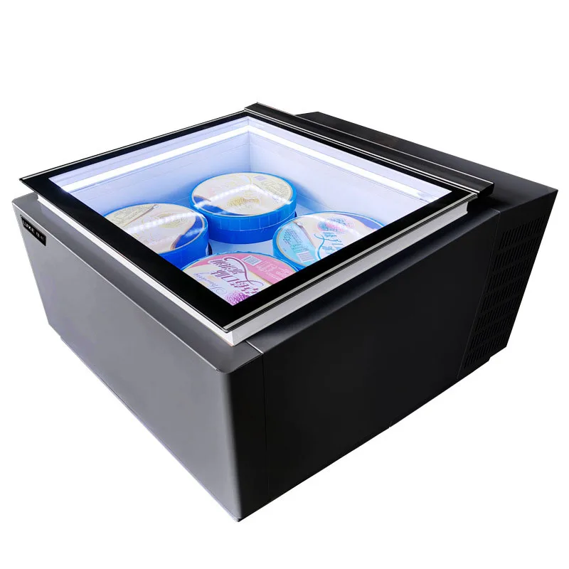 # For Auto Door Desktop Ice Cream Display Cabinet Mini Freezer Anti-Fog Glass Tabletop Gelato Showcase High Capacity