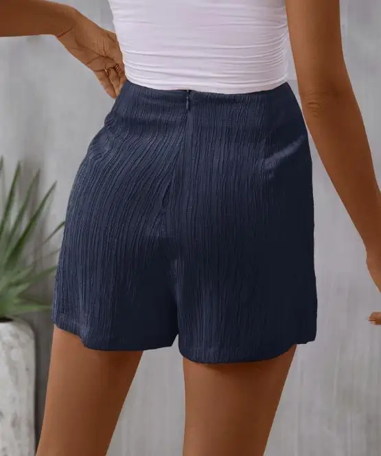 

2025 Summer Solid Color Rest Texture Lace Up Slim Straight Leg Pants Skirt Women's Casual Temperament Elegant Design Shorts