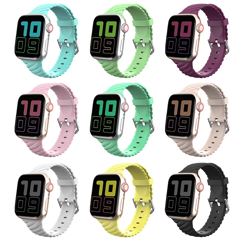 

Силиконовый ремешок Twist Wave для Apple Watch Band 38/40/41 мм, спортивные аксессуары для смарт-часов IwatchS9UltraS8/S7/S6/SE23541, 42/44/45 мм