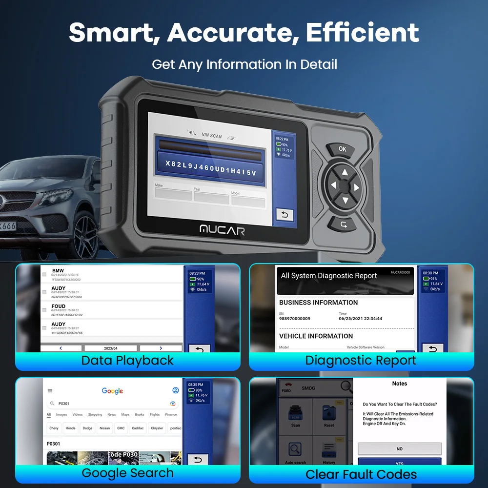 MUCAR CDE900 Pro OBD2 Diagnostic Tool Oil SAS TCM ABS Airbag Diagnosis 28 Reset Active Test ECU Coding Auto obd 2 Scanner 32GB