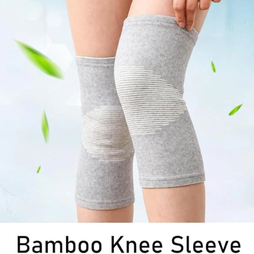 1 Par de Joelheiras Esportivas de Carvão de Bambu Elásticas com Compressão, Equipamento de Proteção para Joelhos, Suporte para Pernas, Alívio da Dor