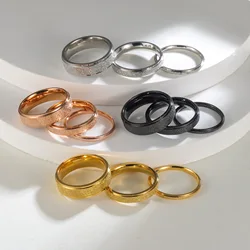 2mm 4mm 6mm Silver Rose Gold Color Frosted Finger Ring For Woman Man Wedding Jewelry Stainless Steel Couple Ring
