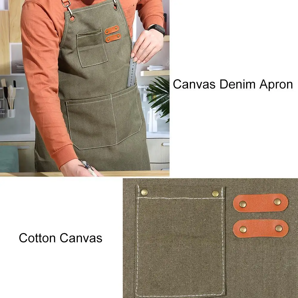 Thicken Canvas Denim Apron Antifouling Barista Apron Kitchen Restaurant Worker Barber Carpenter Florist Apron For Women Man