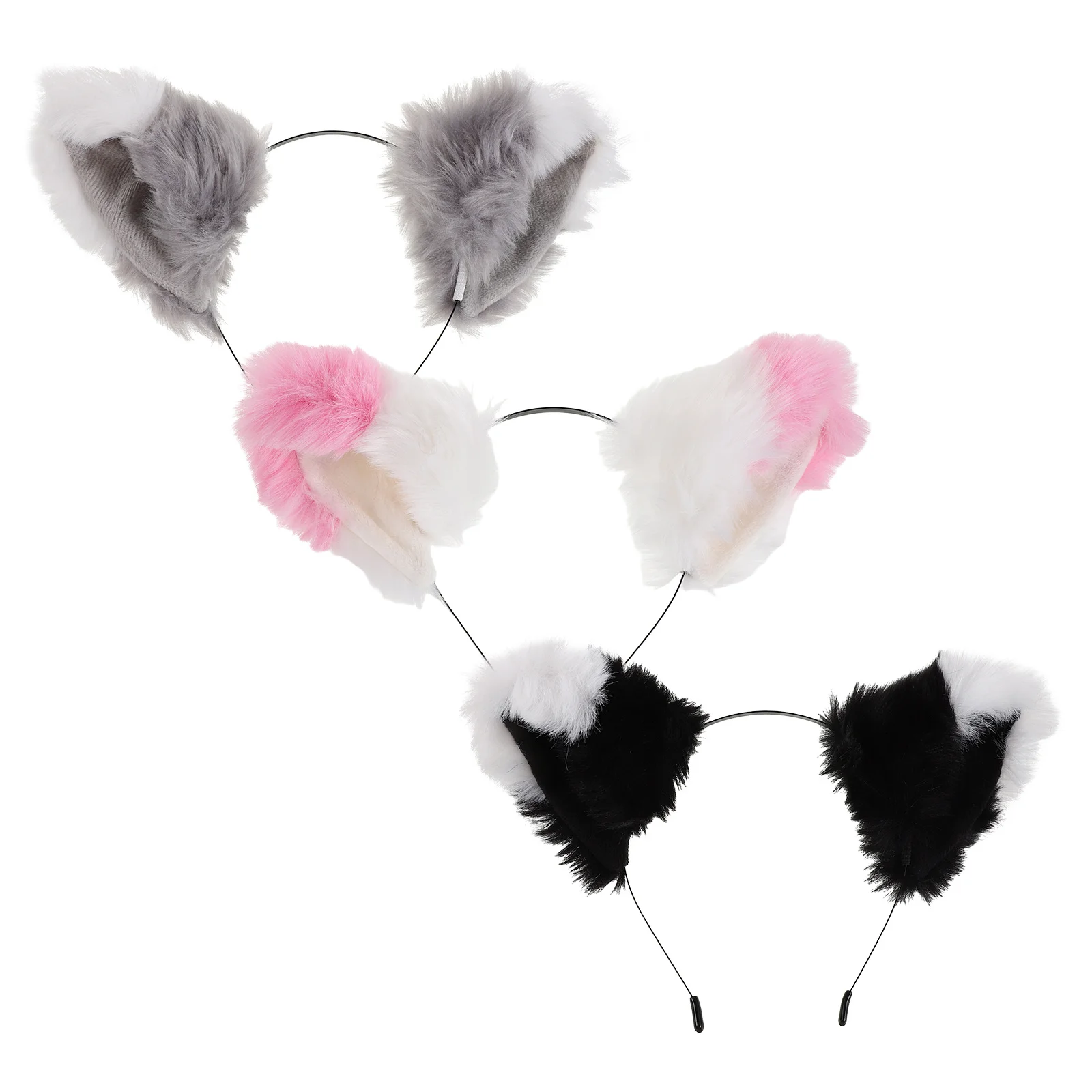 

3Pcs Cat Ears Headbands Kawaii Animal Ears Halloween Party Headwear Soft Hair Accessories for Girls and Women Ear Hair Hoop