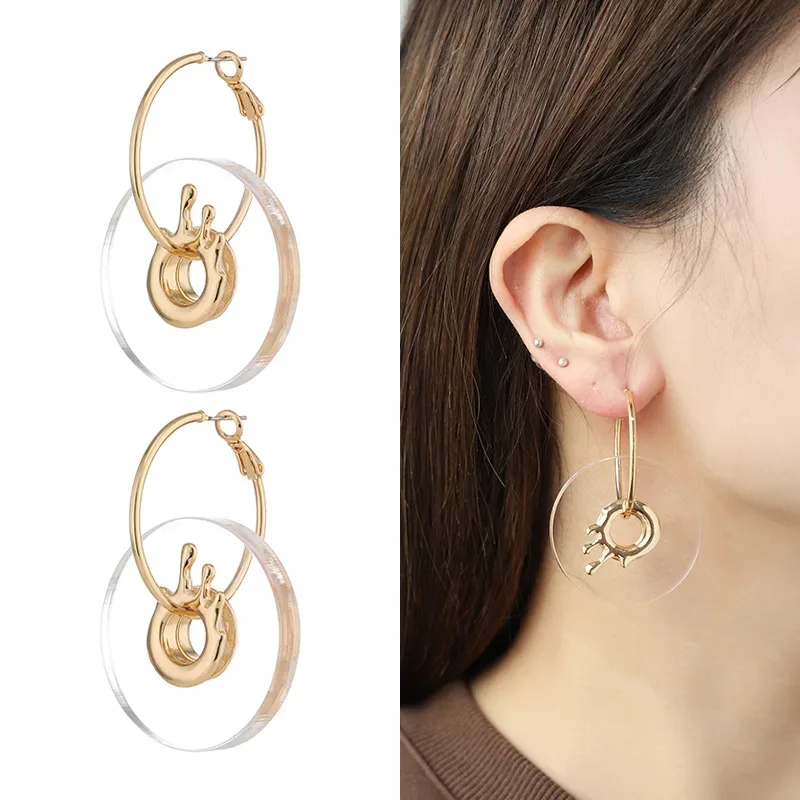 Simple  Transparent Liquid Metal Earrings 2023 Eardrop For Women