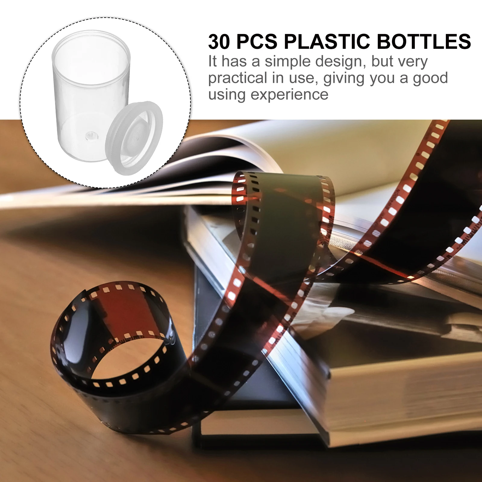 

30pcs Film Canister Bait Box Plastic Bottles Clear Storage Containers Organizer Case for Roll Film Fishing Lure Jewelry