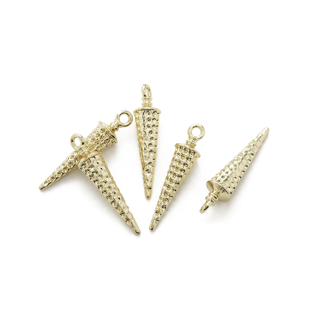 

10pcs Kc Gold Conical Shape Pendant Spike Charms Beads Cone Pendants For Necklace Earrings Drop Jewelry Making Supplies