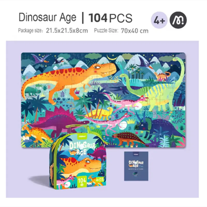 Mideer 104 Pieces Children Art Creation Puzzles Dinosaur Baby Early Educational Jigsaw Puzzle Toys with Hand Gift Box For Kids