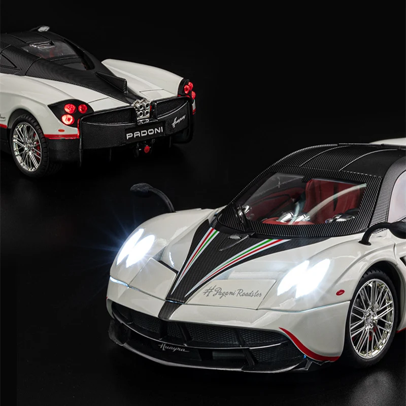 Pagani Huayra Dinastia Model mobil balap, mobil mainan logam, Model simulasi suara dan cahaya 1:24