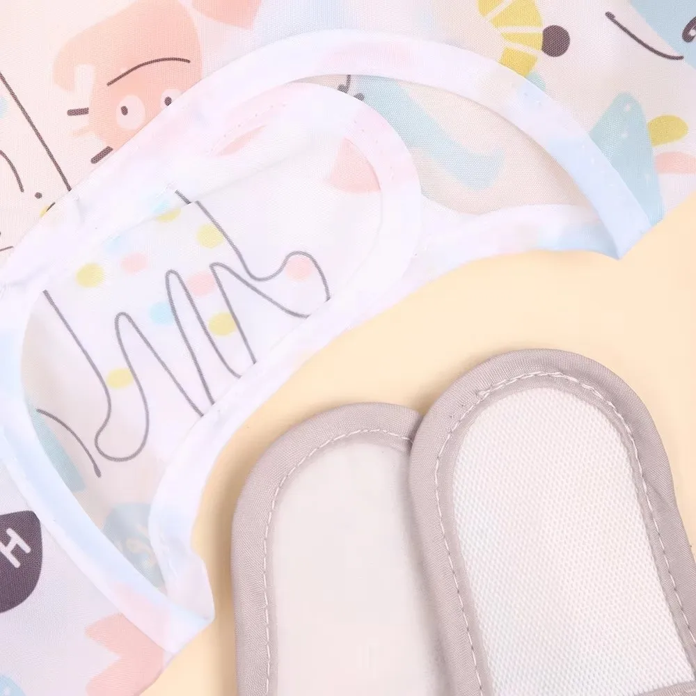 مريلة جديدة مقاومة للماء واقية من الأمام سهلة التنظيف وأكمام كاملة مريلة قابلة للتعديل للرضع