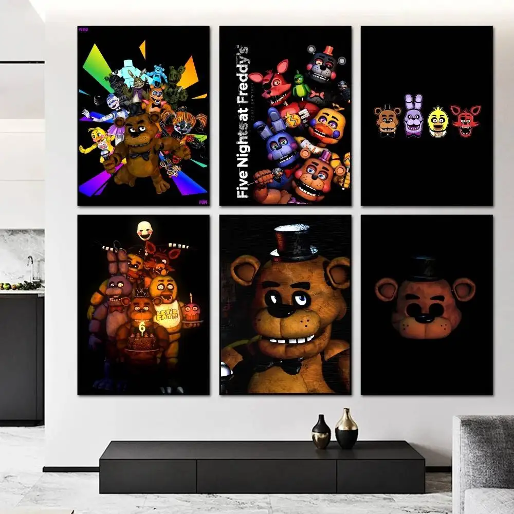 Five-Nights-At-Freddys F-Fnaf  Poster and Prints Wall Art Pictures for Modern Bedroom Game Room Home Decor