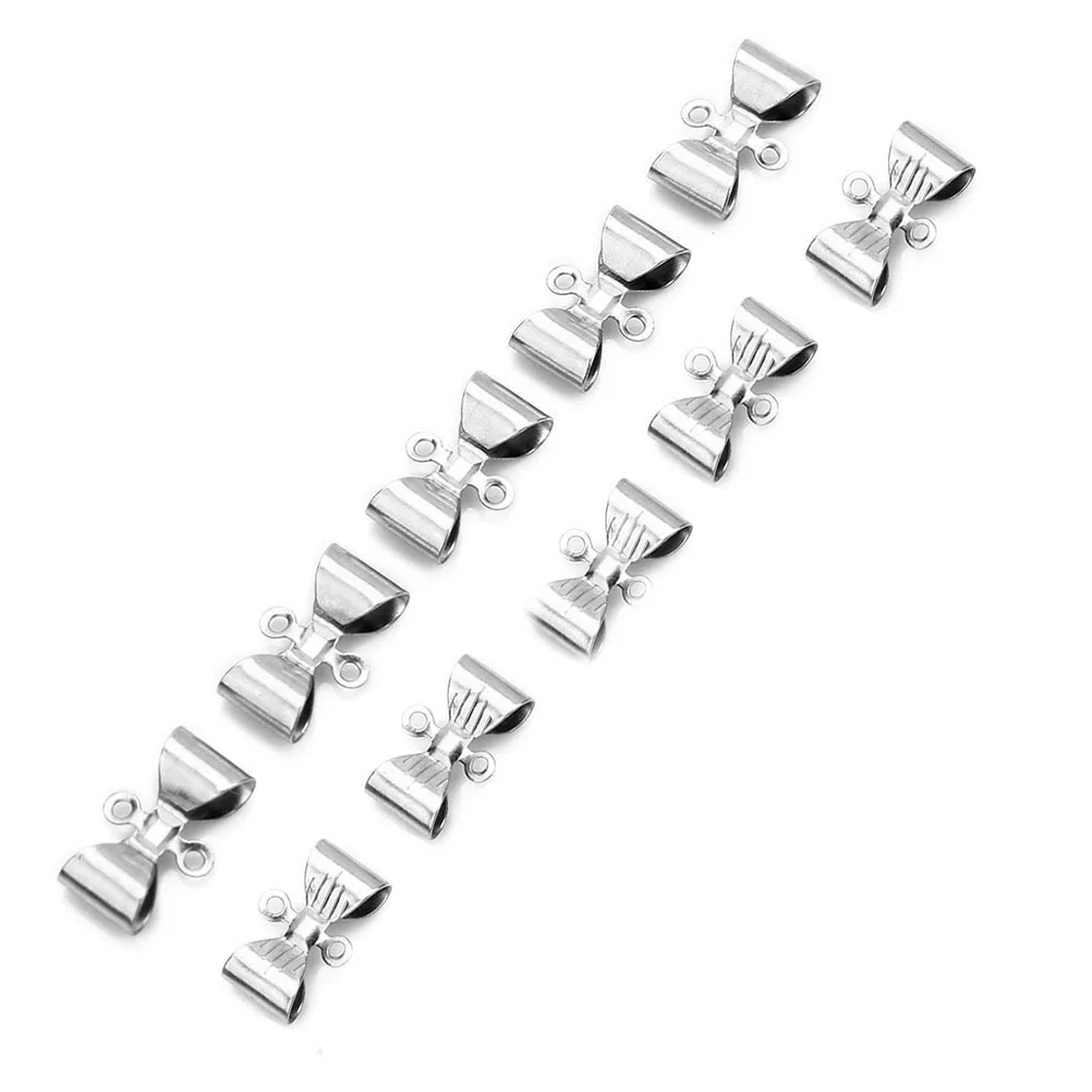 

50Pcs Stainless Steel Jewelry Clasps Bowknot Pendants for DIY Necklace Bracelet Connectors Durable Silver Accessories