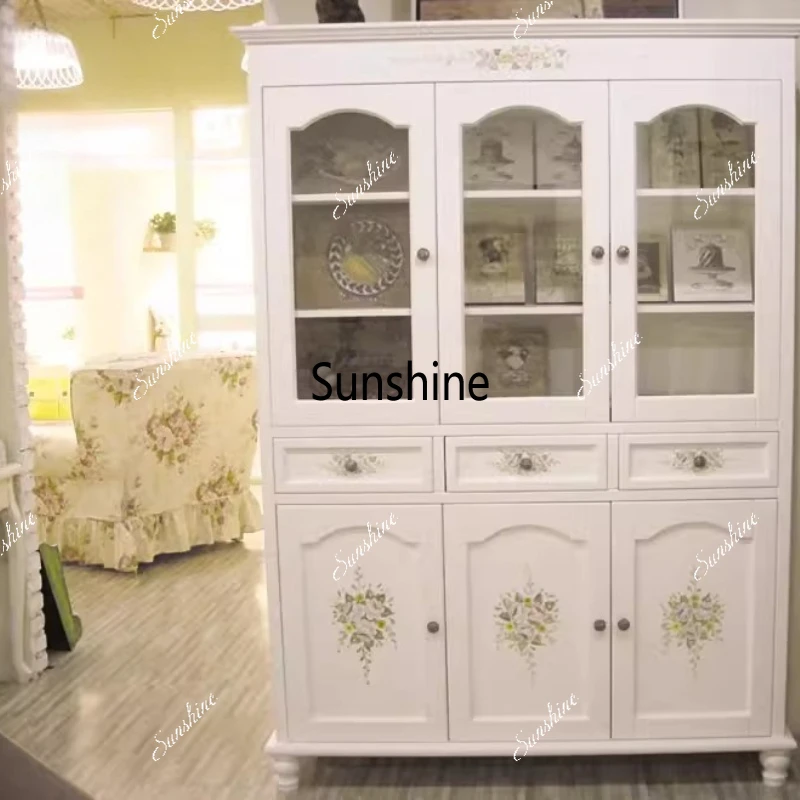 

British solid wood pastoral style hand-painted furniture bookcase simple and modern
