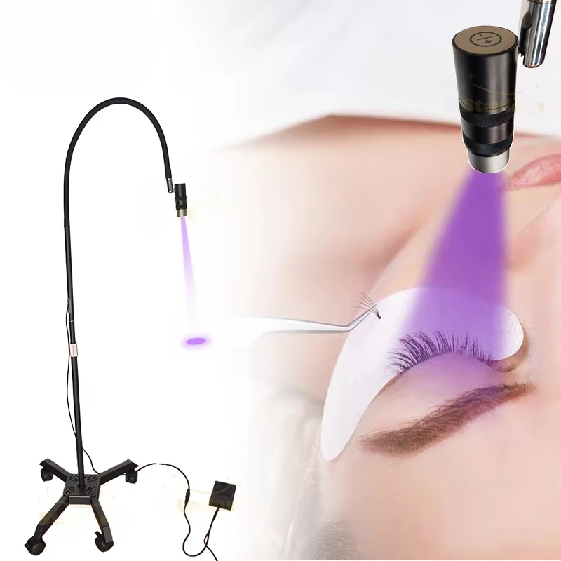 

New 2 in 1 UV LED Lamp for Eyelash Extensions 6 Watts 405nm Wavelength UV Light for UV Eyelash Glue with Wheels and Clamp