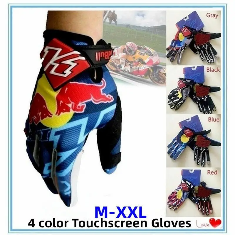 New Red Bull Gloves MTB Touch Screen Gloves Motocross Riding Anti-Drop Wear Gloves Bike Downhill Gloves Red Bull Racing Gloves