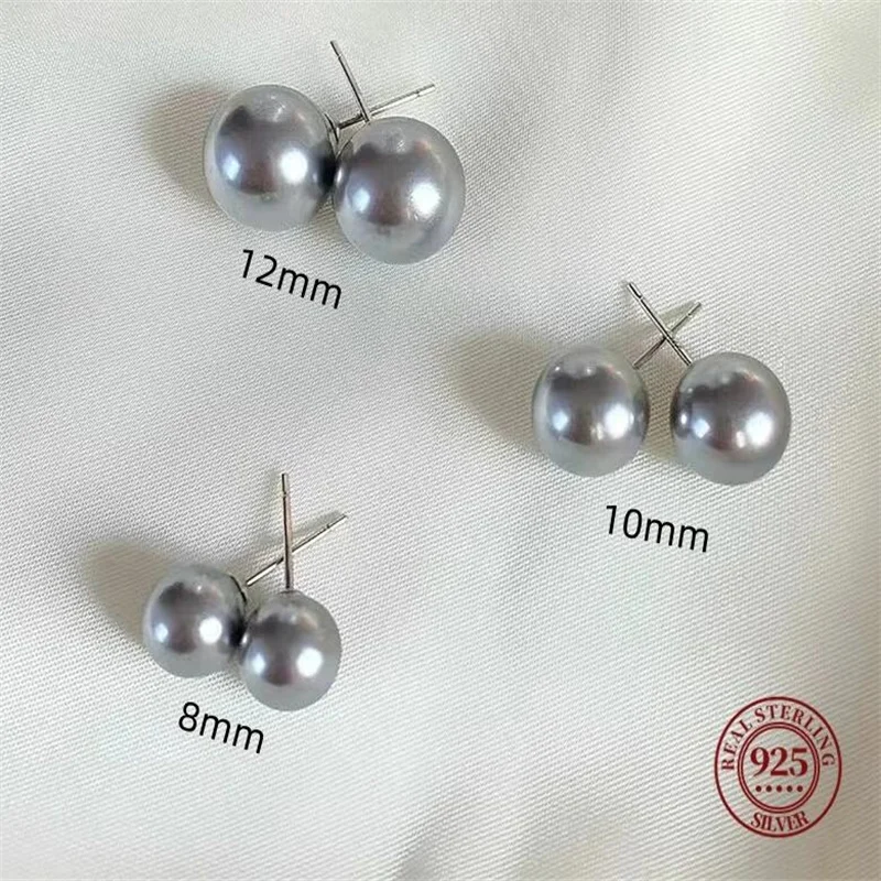 Senlissi – Ohrstecker aus 18 Karat Nadel, natürliche Rio-Grauperle, 4–12 mm und 925er Sterlingsilber, für Damen, Schmuck, Geschenke – Detail 1