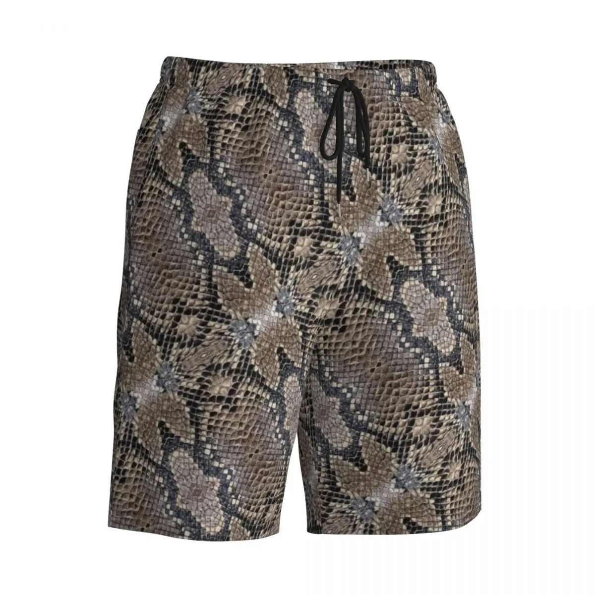 Costume da bagno Classico Pantaloncini da surf in pelle di serpente Estate Grigi e argento Pelle di serpente Pantaloni corti da surf retrò Uomo Design Tronchi da spiaggia