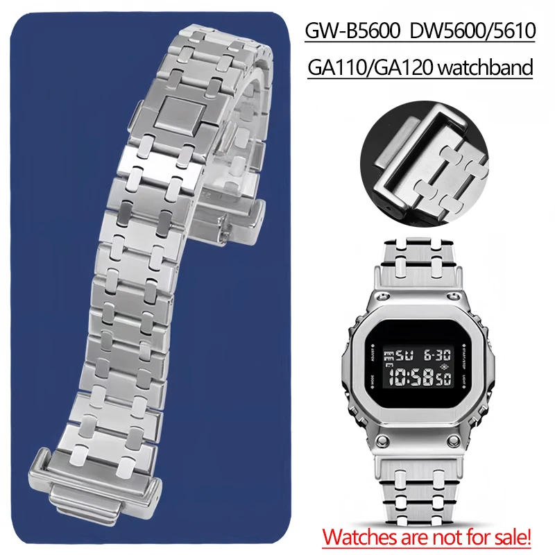 

Для Casio G-Shock DW5600/DW-6900/GW-M5610/GA110/GA120 модифицированный ремешок для часов из нержавеющей стали 16 мм металлический водонепроницаемый браслет