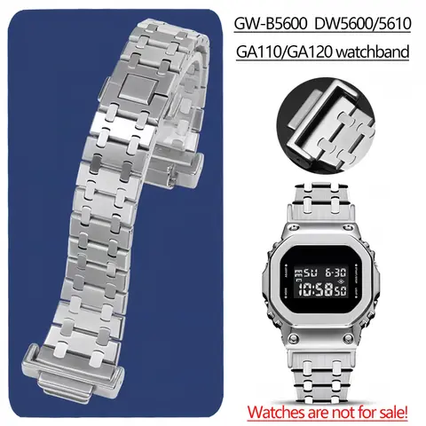 For Casio G-Shock DW5600/DW-6900/GW-M5610/GA110/GA120 Modified Stainless Steel Watch Band 16mm Metal stap waterproof Bracelet