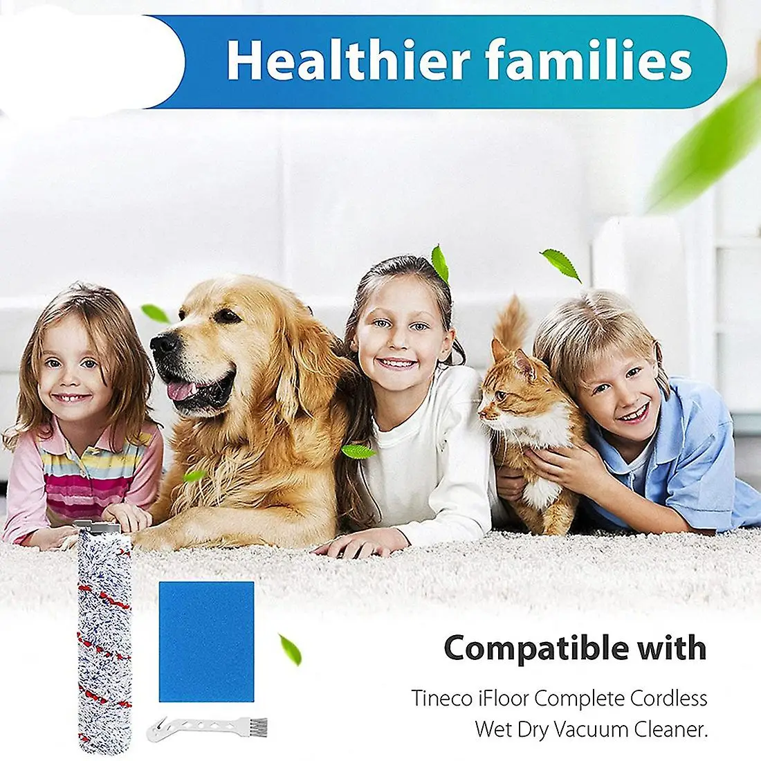 2 Pack Replacement Brush Roller And 4 Pack Pre-filter Foam