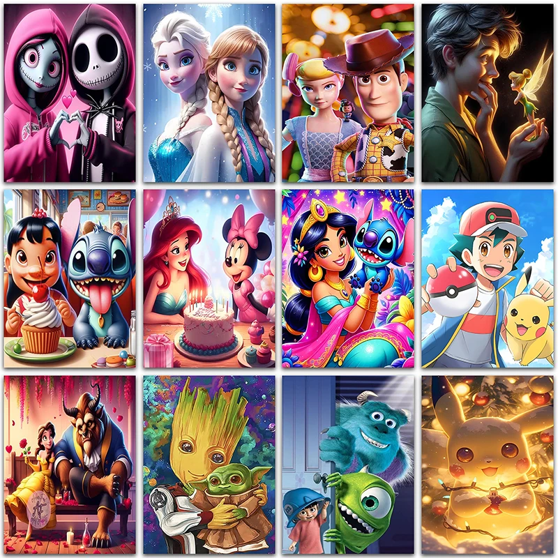 

Disney Pikachu Diamond Painting Groot Stitch Mickey Mouse Pokemon Home Decor Full Square&Round mosaic embroidery Cross stitch