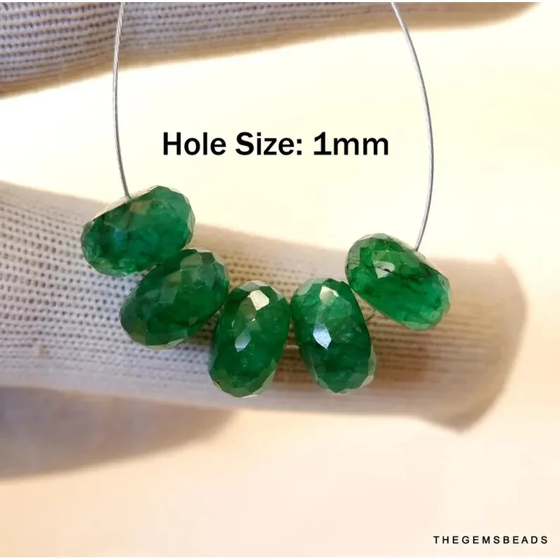 11mm Beryl Emerald Faceted Rondelle | 6 Loose | Green Gemstone Beads