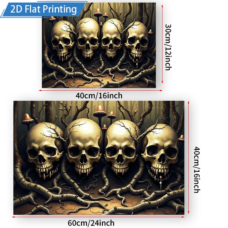 1pc Wall Tapestry Halloween Skulls Forest Wall Tapestry, Dark Gothic Art Decor for Home