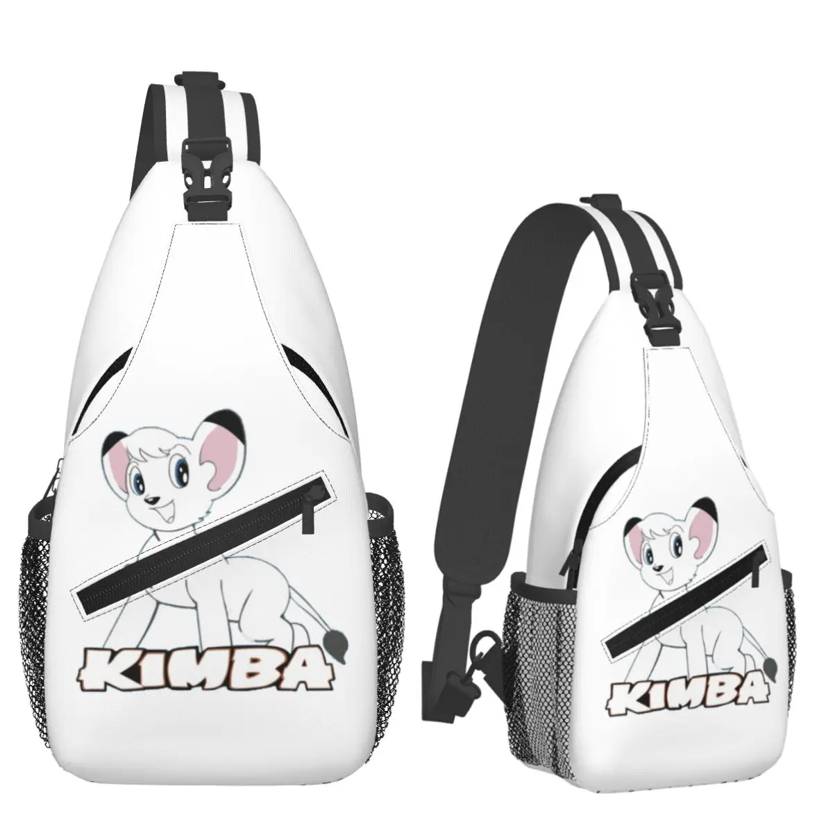 Kimba White Lion Chest Bag Men Sling Crossbody Backpack Chest Bag Traveling Hiking Daypack Shoulder Bag