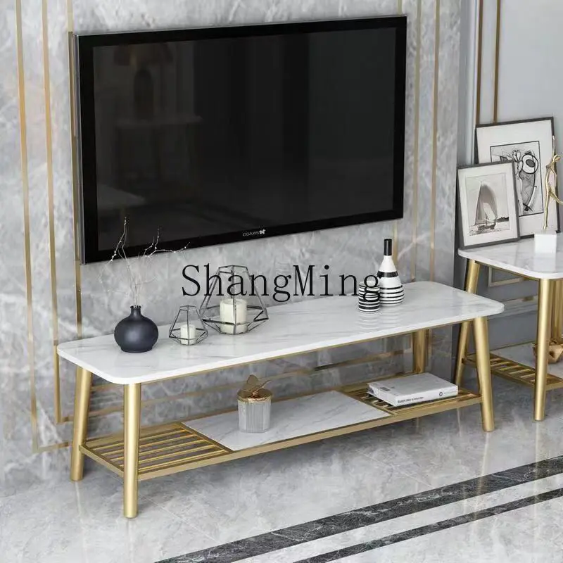 

ZYY living room rock slab light luxury home TV cabinet double-layer edge few combination small apartment simple tea table