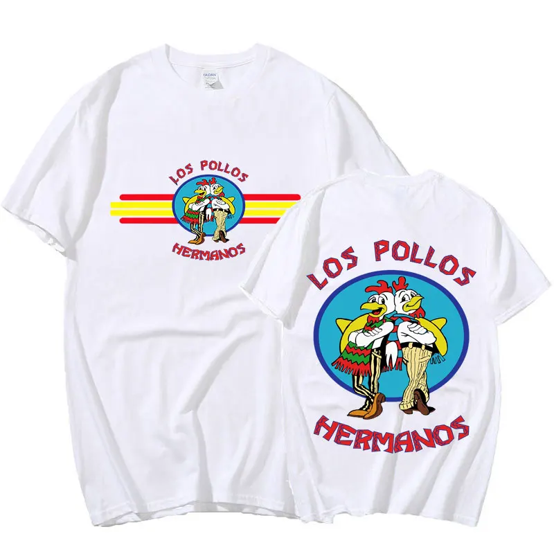 Serial telewizyjny Breaking Bad T-shirty Funny Los Pollos Hermanos Chicken Brothers T Shirt Men wysokiej jakości przytulny T-Shirt Streetwear T-Shirt