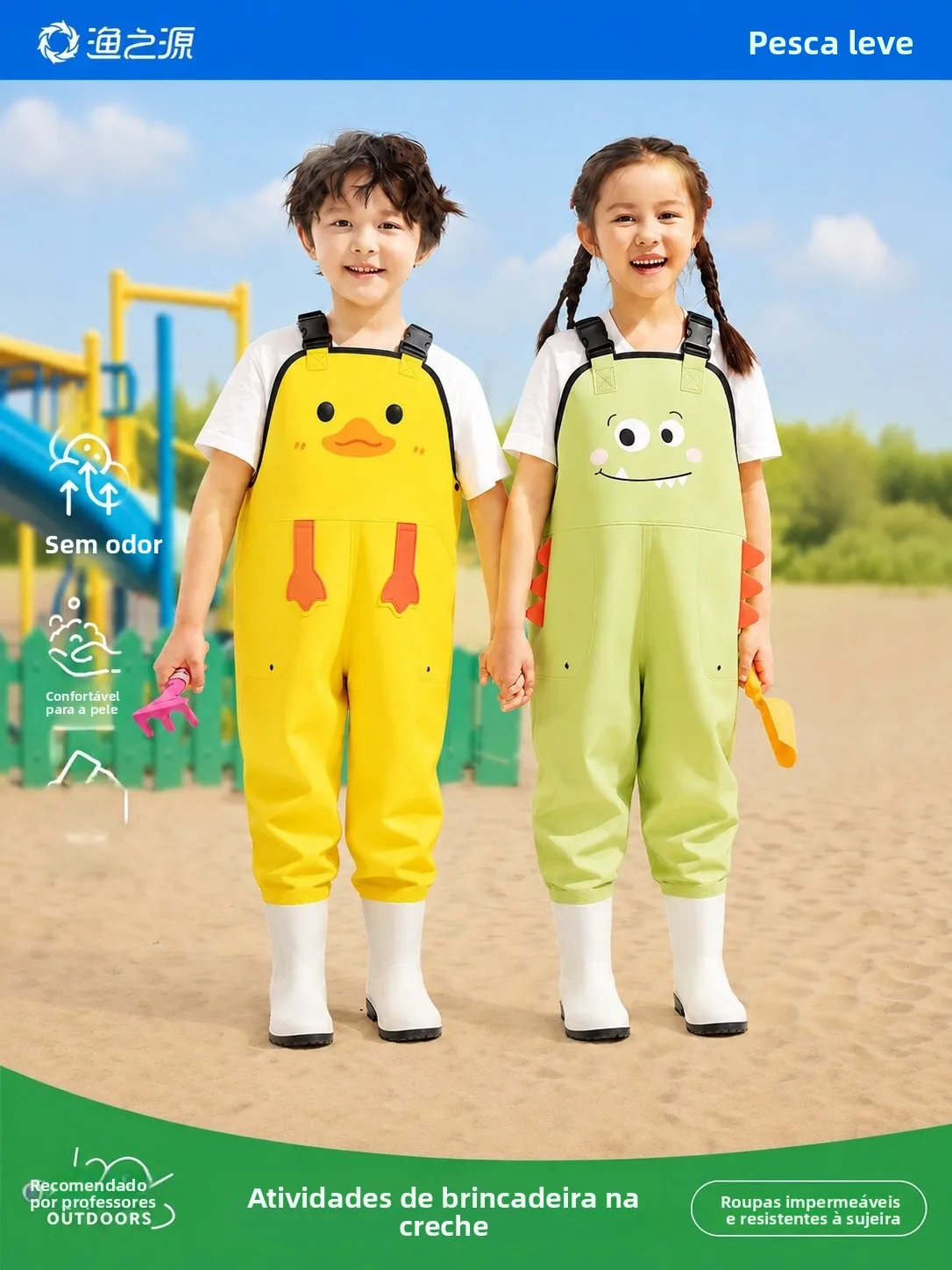 fishing-source-children's-wetsuit-rain-boots-seafood-gathering-water-play-suitalls-spring-summer-autumn-unisex-pvc-material