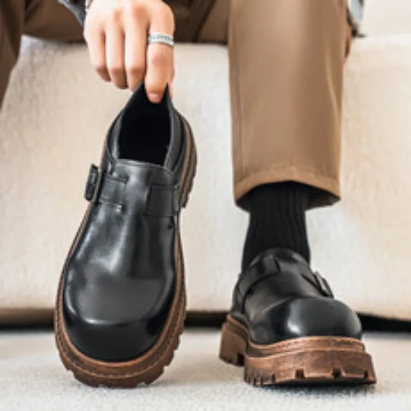 

Thick Bottom Mules Men Half Shoes for Man Platform Leather Mens Semi-Drag Casual Shoes Backless Loafers Slippers Male Slides