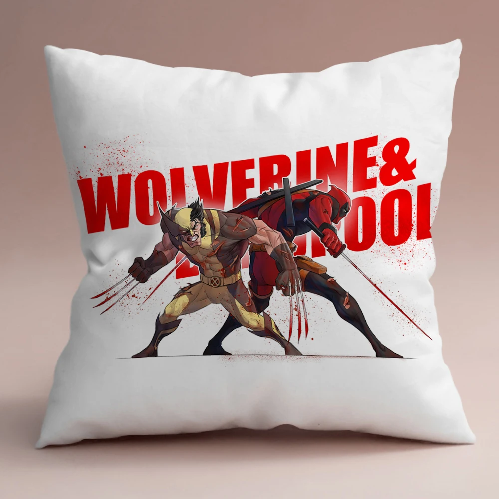 Deadpool & Wolverine Pillowcase Cushion Cover Disney Movie Throw Pillow Case for Bed Sofa Car Christmas Boys Girls Gift 45x45cm