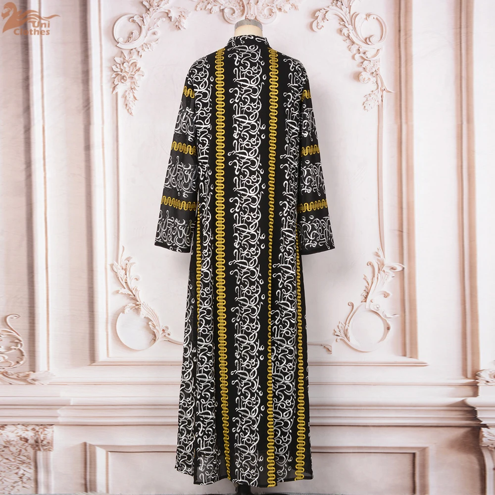 Ramadan Muslim Women\'s Loose Embroidery Abaya Mesh Maxi Dresses Elegant Casual Kaftan Tassel Pendant Dubai Abaya Vestidos