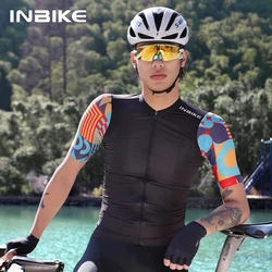 INBIKE 2024 Summer Cycling Jersey Men Short Sleeve Quick-dry Men's Bicycle Riding Shirts with 3 Pockets Full Zipper MTB Clothing