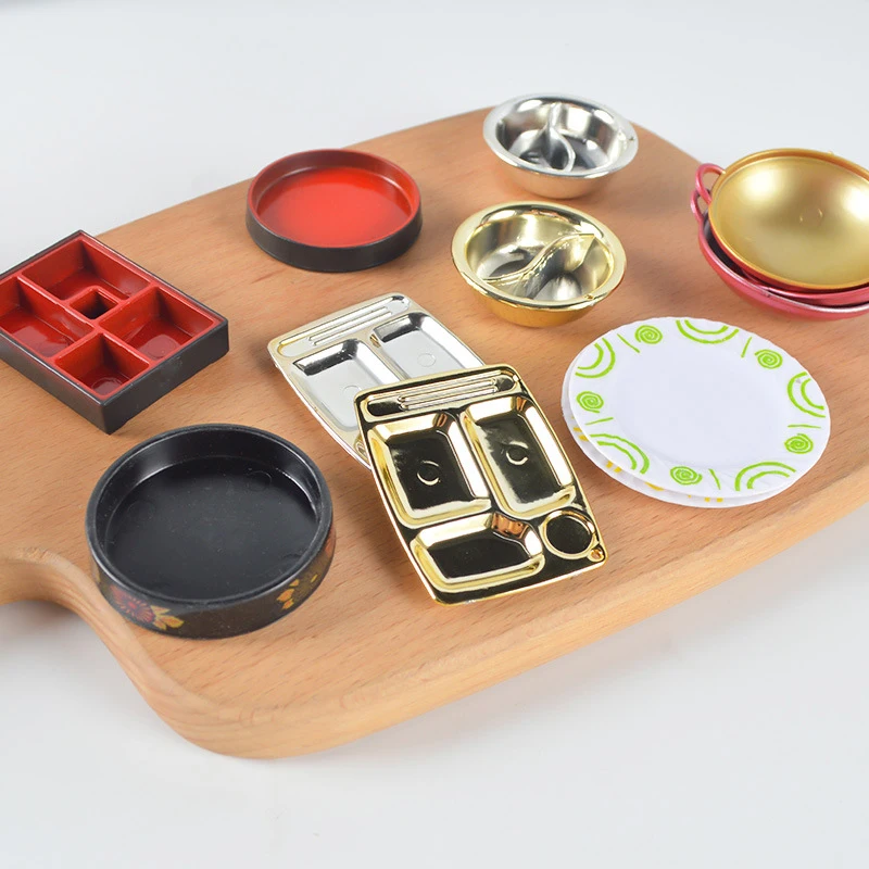 Dollhouse Kitchen Dinnerware Model Simulated Food Toys Bowl Plate Spoon Pot Playing House Miniature Cookware Doll Accessories