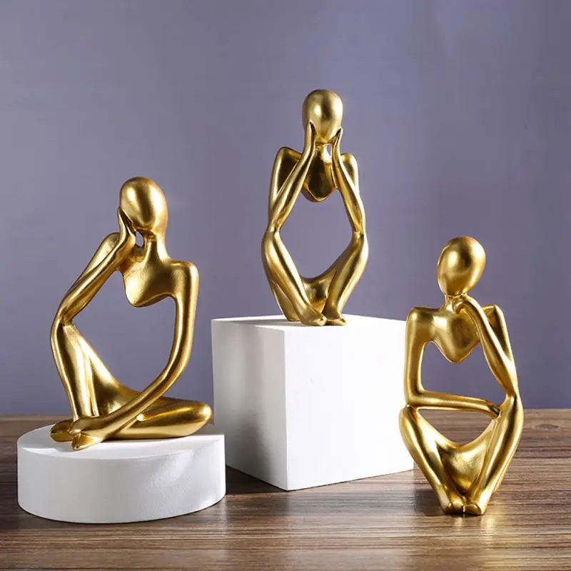 Resin Nordic Style Thinker Statue Luxury Abstract Figure Home Decoration Ornaments Mini Shaped Crafts Desktop Decors Artworks