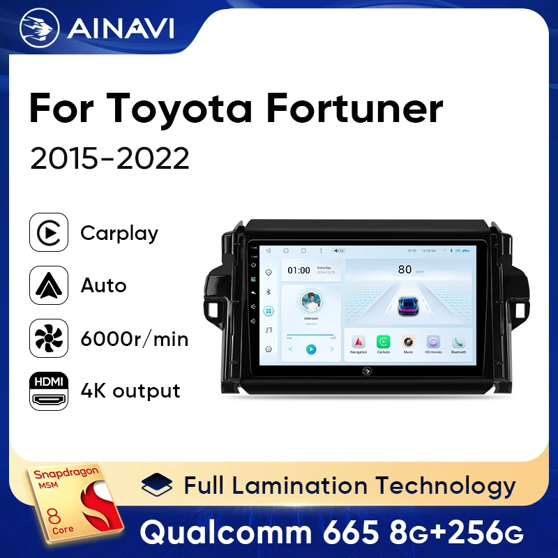

Ainavi Android 13 Car Radio Toyota Fortuner 2015-2022 Multimedia Player Wireless Carplay Stereo 4G Autoaudio radio 2 Din
