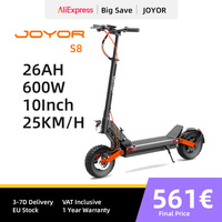 JOYOR S8 Electric Scooter, 600W Motor, 48V 26AH Battery, 10 Inch Tires, 25km/h Max Speed, 90km Range, Dual Mechanical Disc Brake