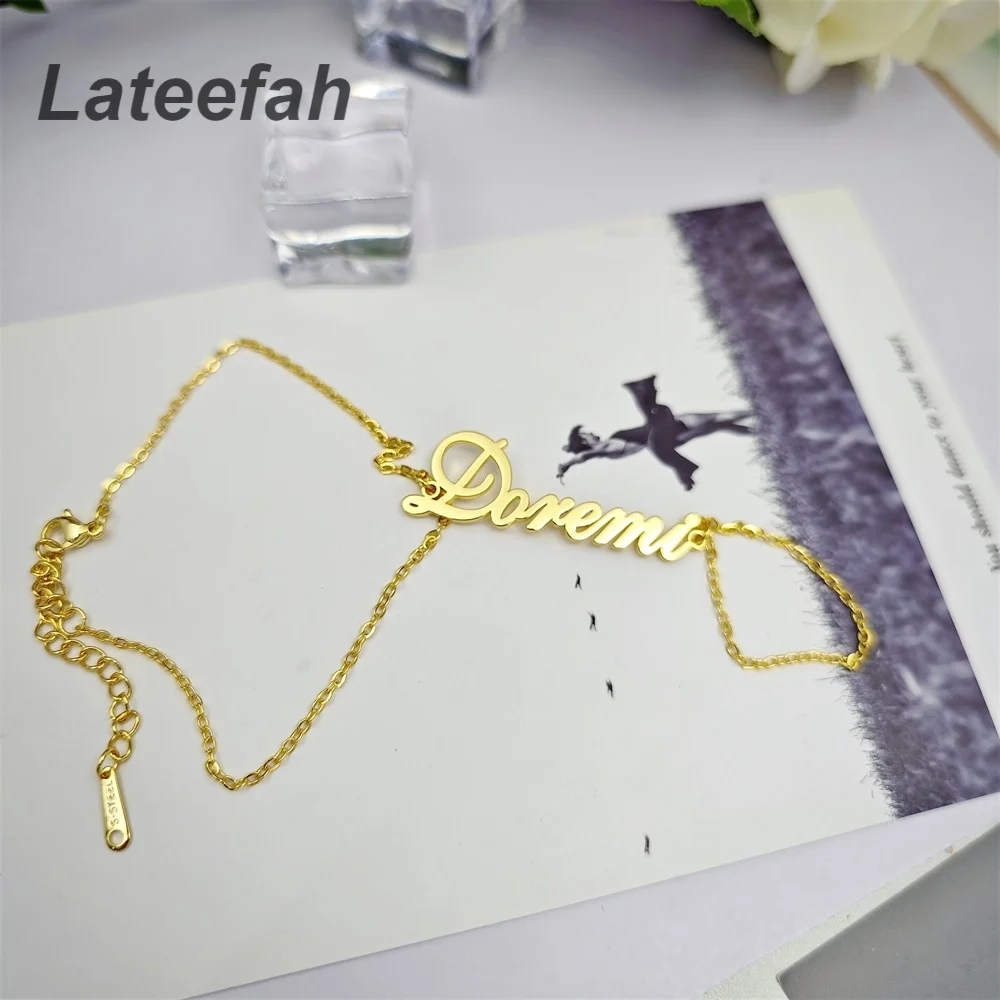 Lateefah Double Chain Custom Name Bracelet Girls Party Cable Chain Stainless Steel Bracelet Chains Personalized Jewelry