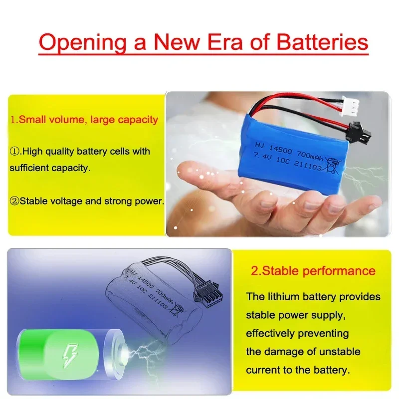 لسيارة التحكم عن بعد قارب الطرق الوعرة مركبة عالية السرعة بطاريات السيارات عالية المعدل 7.4 فولت 2 ثانية 700 مللي أمبير 10C 14500 بطارية ليبو