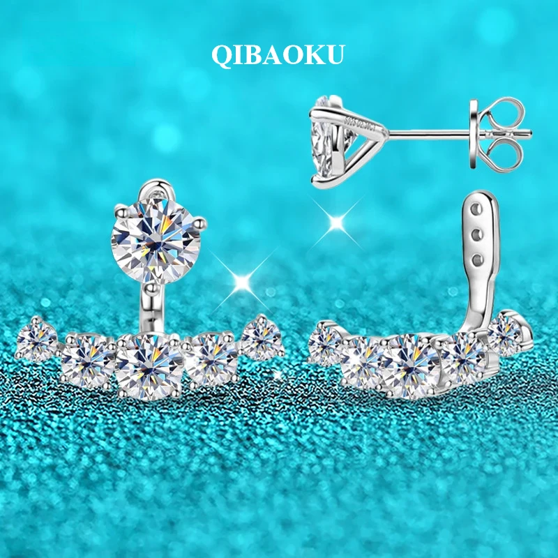QIBAOKU 4.6CTTW Moissanite Stud Earrings for Women Sparkly Simulated Diamond S925 Sterling Silver Earring Jewelry Gift 2026