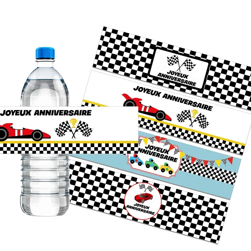 10/20pcs Racing Car Water Bottle Labels Happy Birthday Racing Party Water Bottle Wrappers Kids Birthday Party Decoration Supply