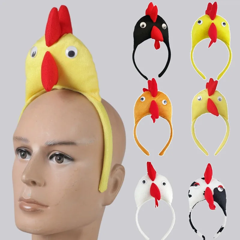 3D Chicken Shaped Headband Festival Cosplay Fat Rooster Costume Accessory Novelty Fun Party Headgear for Stage Performance Prop