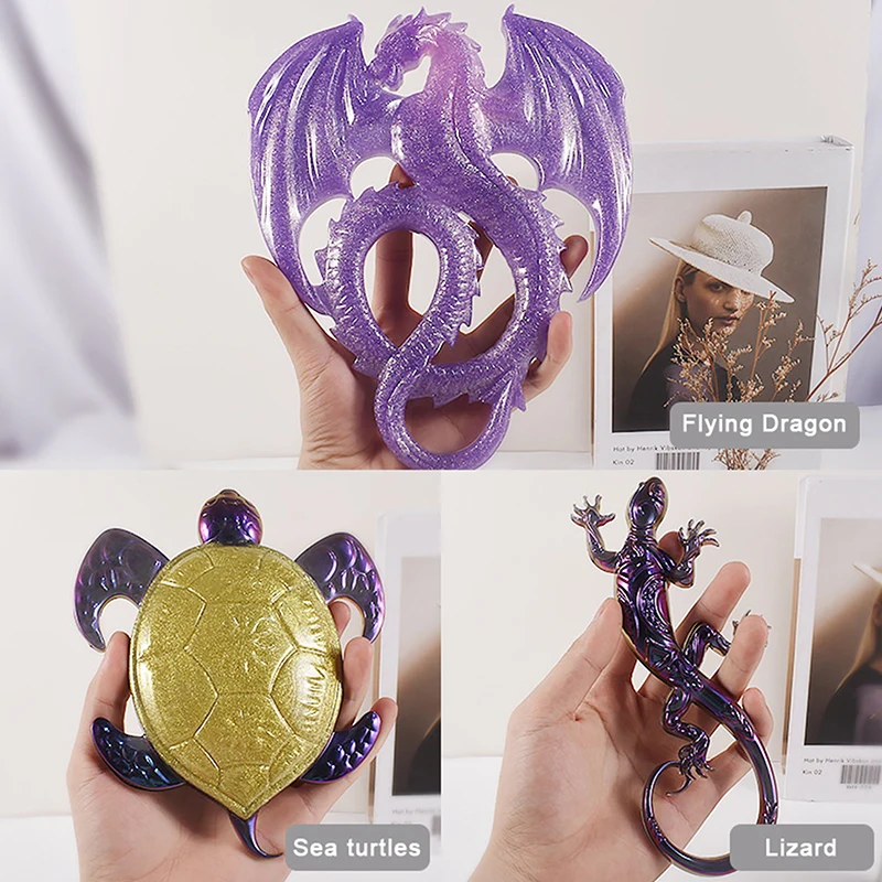1 Piece 3D Dragon, Turtle, Gecko And Other Silicone Mold For Resin Casting, DIY Wall Hanging Decoration