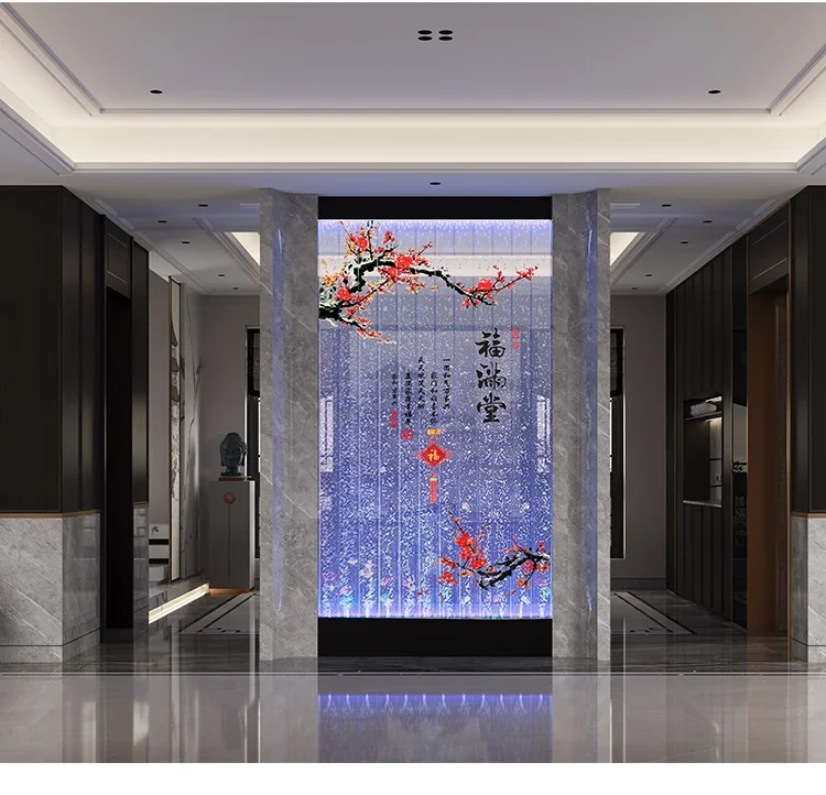 

Calligraphy and painting water curtain wall water screen partition entrance acrylic creative bubble wall customization